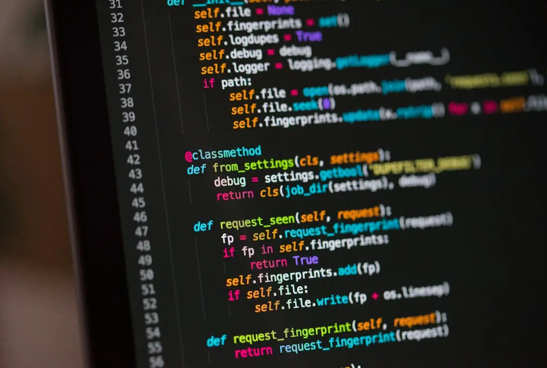 Source code on a screen