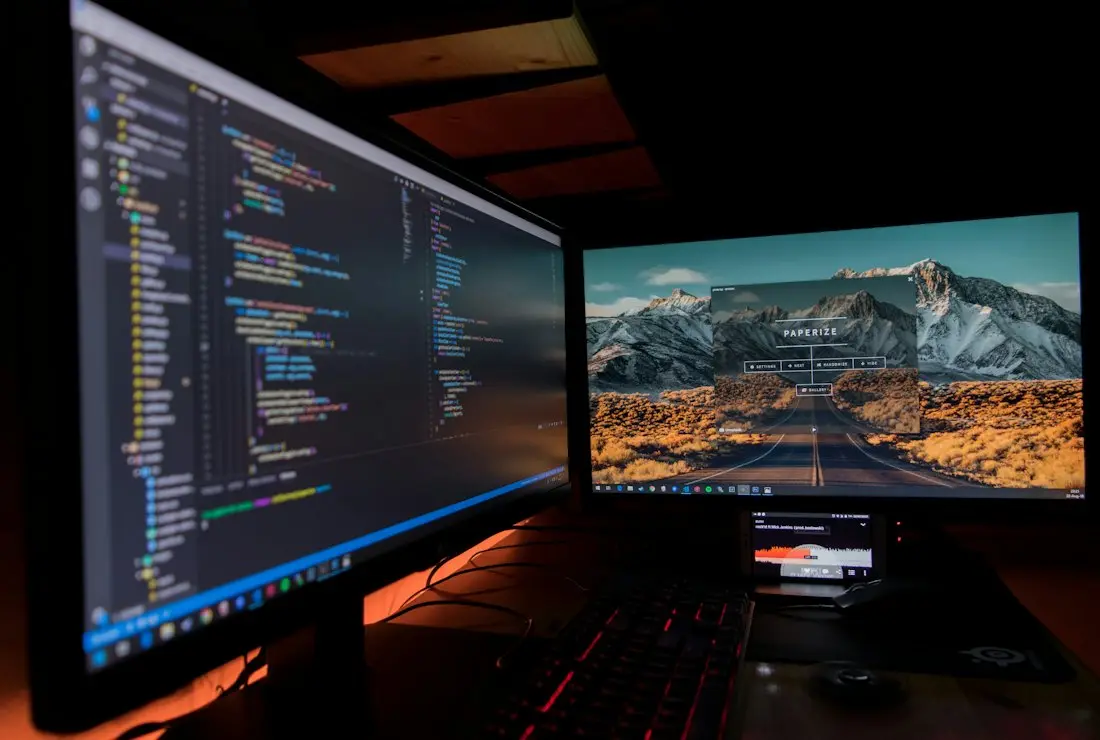 A two-screen development setup