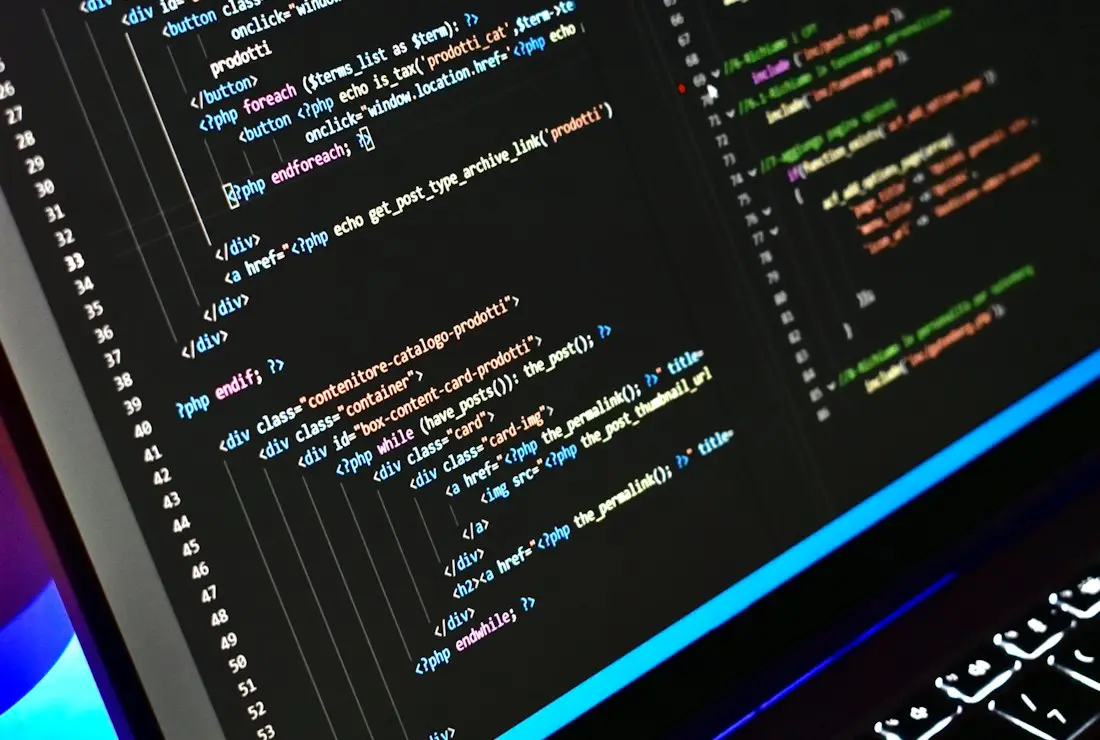 Back-end code in a dark workspace
